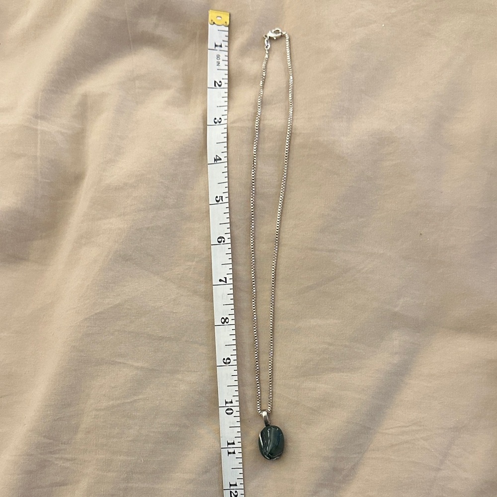 Silver Necklace with Green Pendant